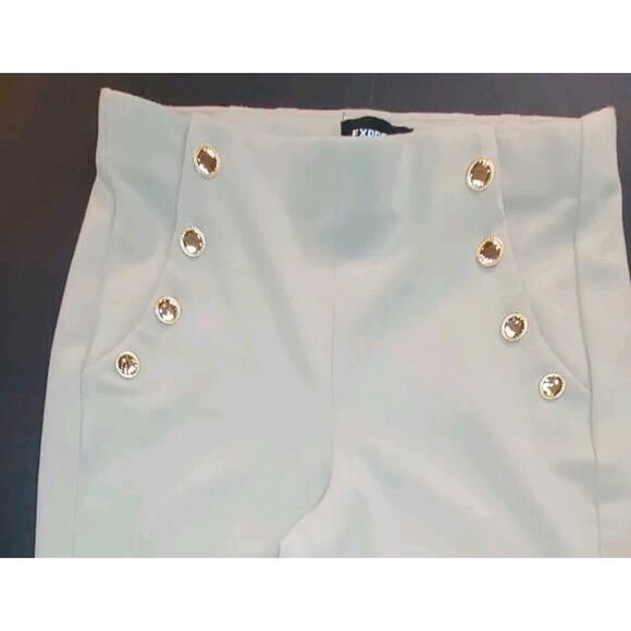 EXPRESS High Rise Trouser Flat Front Sailor Button Wide Leg Pant Womens Sz Small - Picture 10 of 11